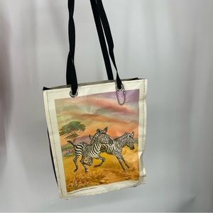 Mugwump tote made from literature books giraffe zebra